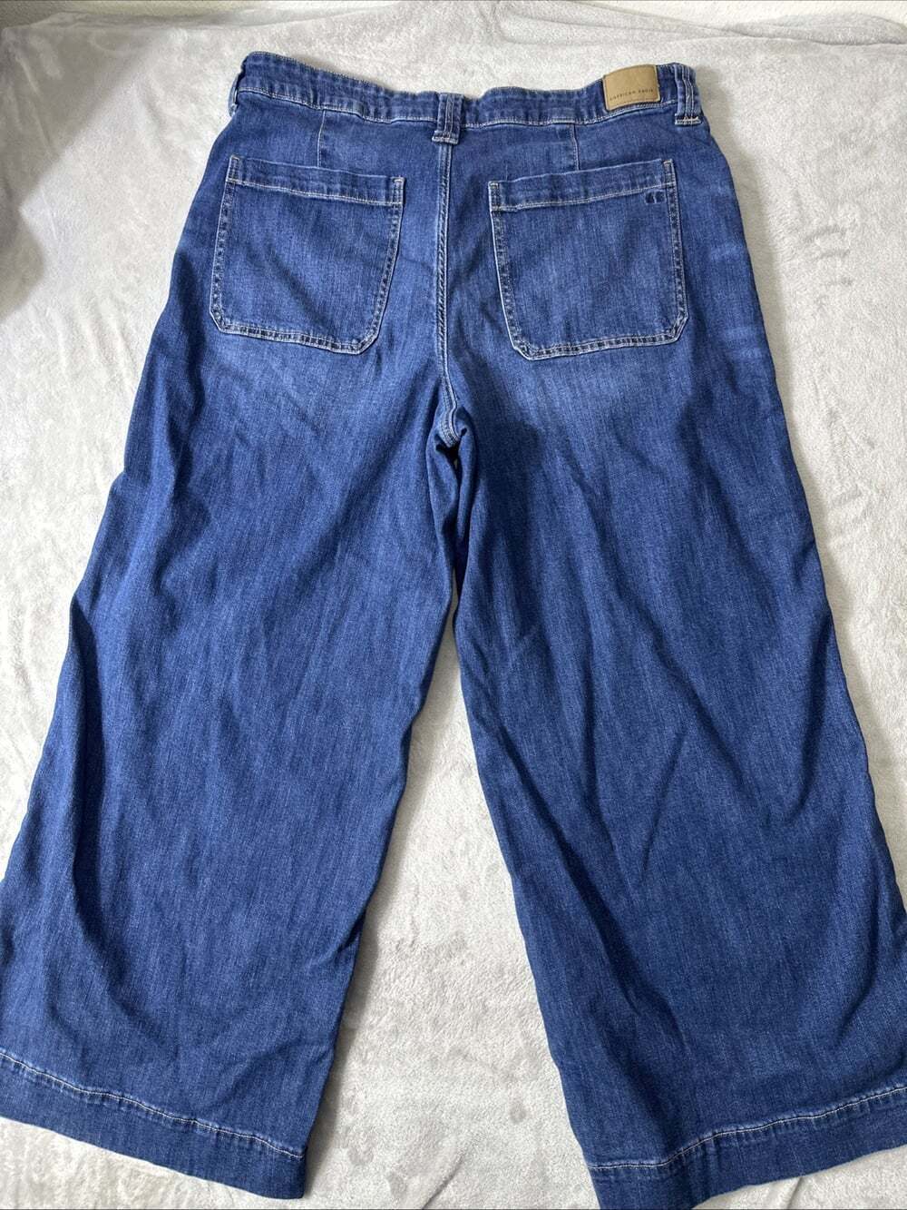 American Eagle Jeans Womens 14 Super High Rise Ultra Wide Leg Patch Pocket - Picture 8 of 10